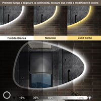 120 x 80 cm,AICA Specchio da Bagno LED con Luce, 3 Colori Regolabili,memoria, antiappannamento,CRI>90,autospegnimento