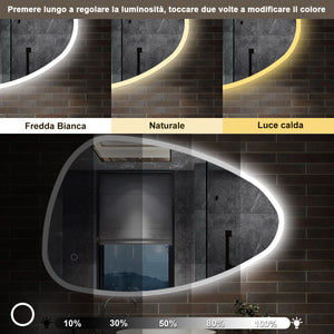 120 x 80 cm,AICA Specchio da Bagno LED con Luce, 3 Colori Regolabili,memoria, antiappannamento,CRI>90,autospegnimento