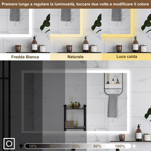 AICA Specchio da bagno  50 x 70 cm, dimmerabile, Funzione Memoria, antiappannamento, 3 colori