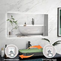 AICA Specchio da bagno 100 x 60 cm, antiappannamento, Regorabile, interruttore touch, Funzione Memoria