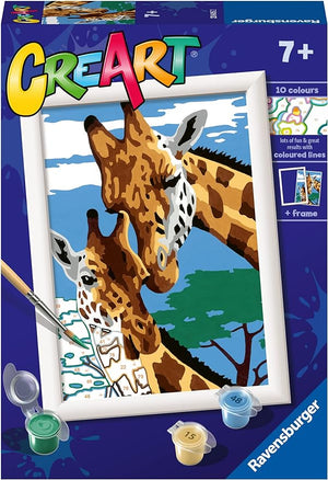 Ravensburger - CreArt Serie E: Giraffe, Kit per Dipingere con i Numeri, Contiene una Tavola Prestampata, Pennello, Color