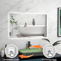 AICA Specchio da bagno 100 x 60 cm, Regorabile, interruttore touch, Funzione Memoria