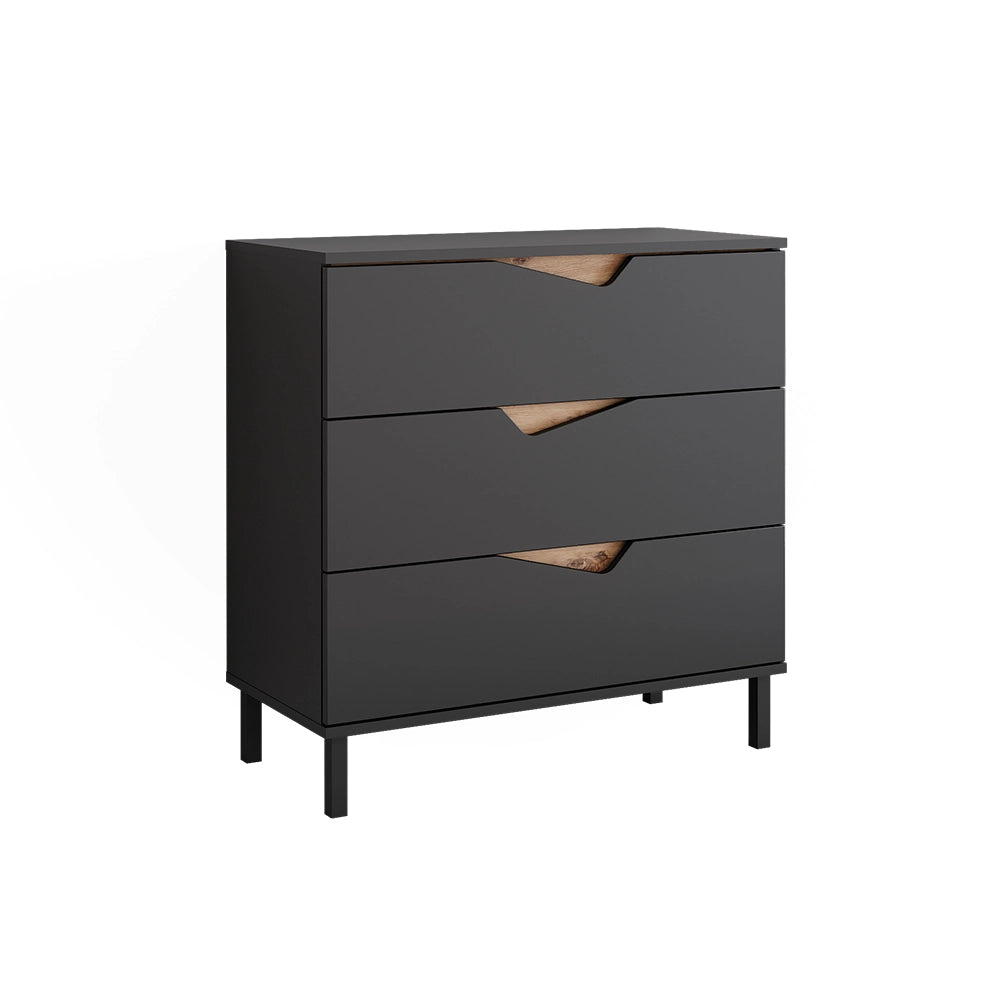 Vicco Cassettiera per camera da letto Antracite/Artisan 80 x 81.2 cm con 3 cassetti