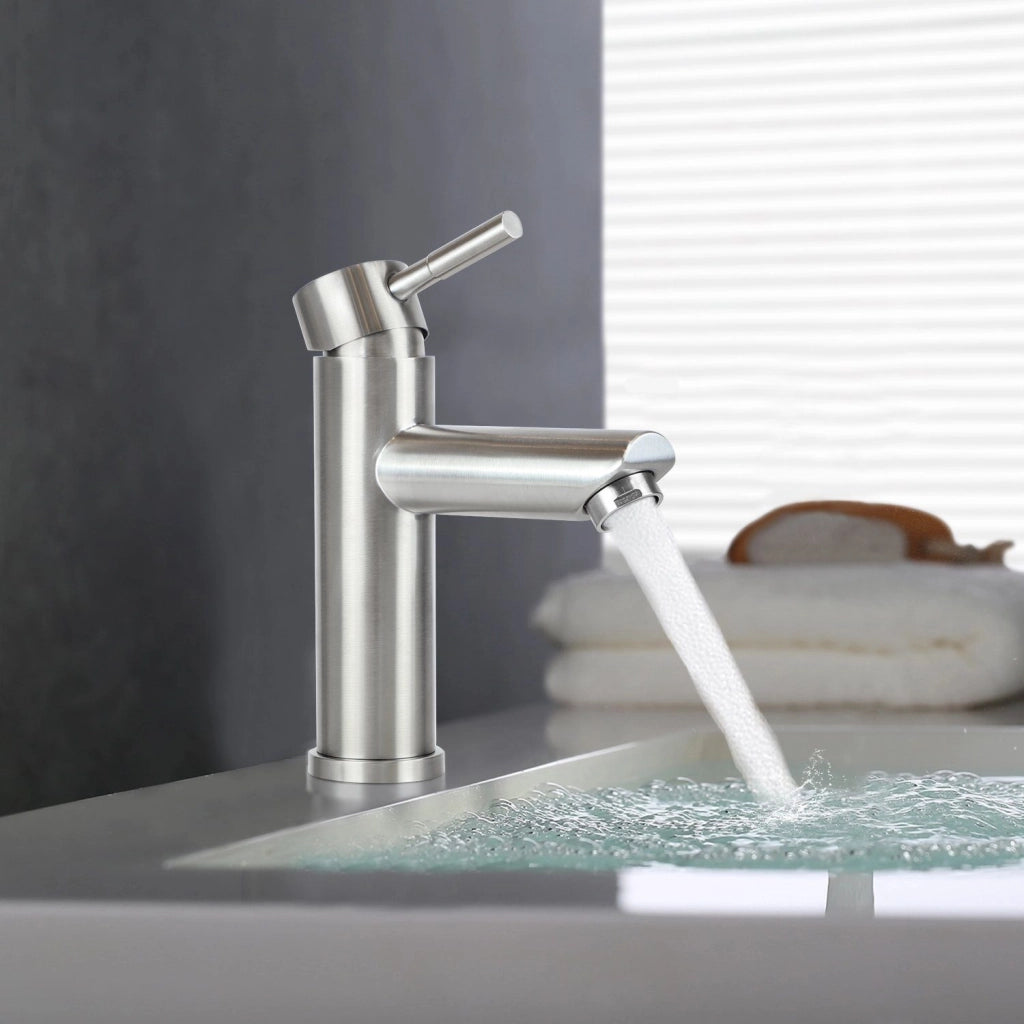 ZMH Rubinetto Lavabo Acciaio Inossidabile Miscelatore Monocomando Alta Pressione Acqua Calda/Fredda Per Bagno/Cucina