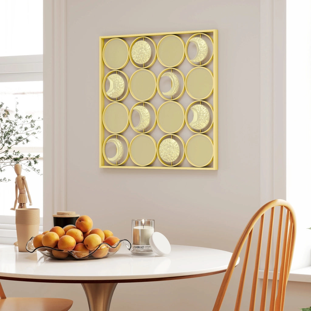 Specchio Lunare Decorativo Parete con 16 Dischi ¨C Zephmum ¨C Dorato