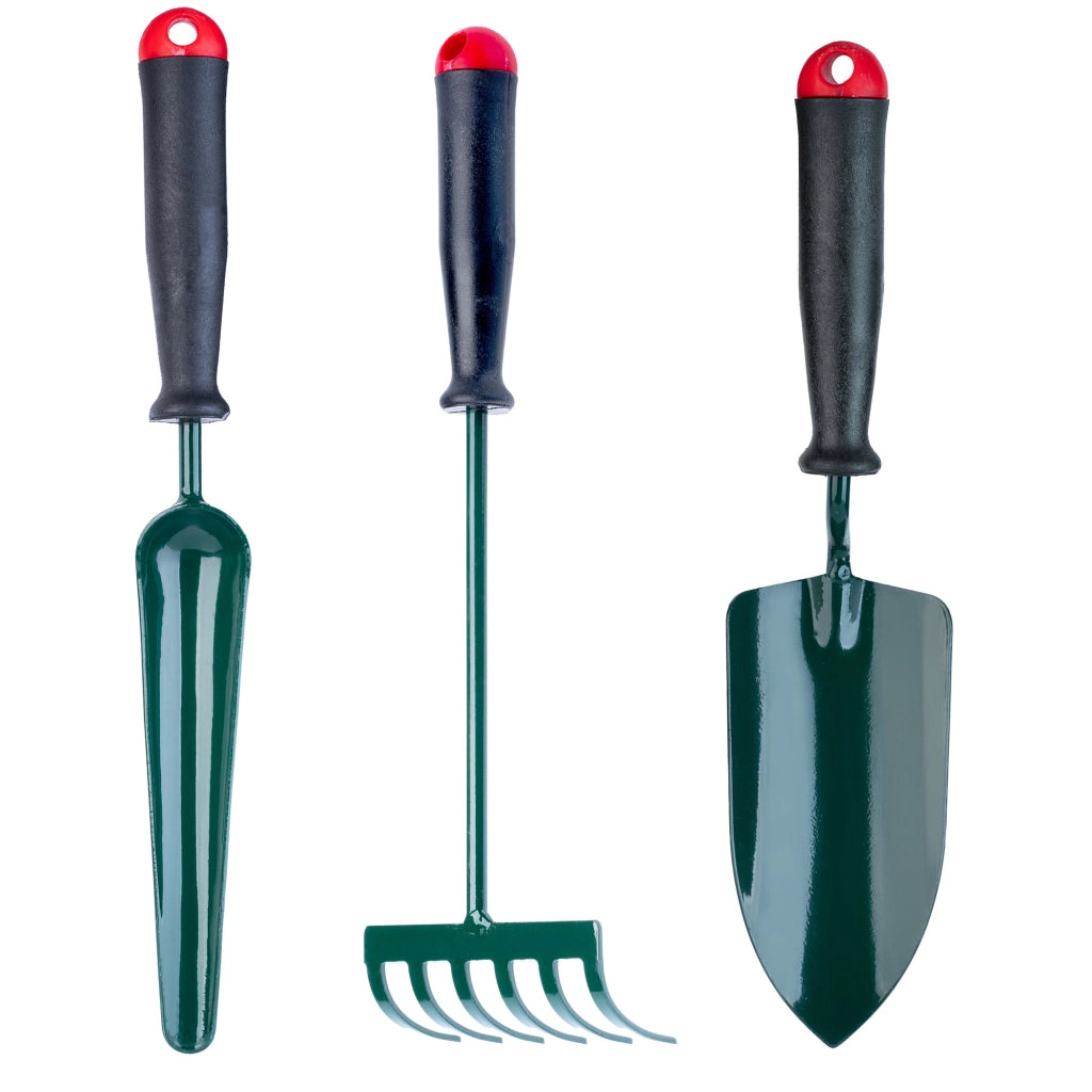 Set di attrezzi da giardino KADAX 3 in 1: paletta per radici, pala, rastrello
