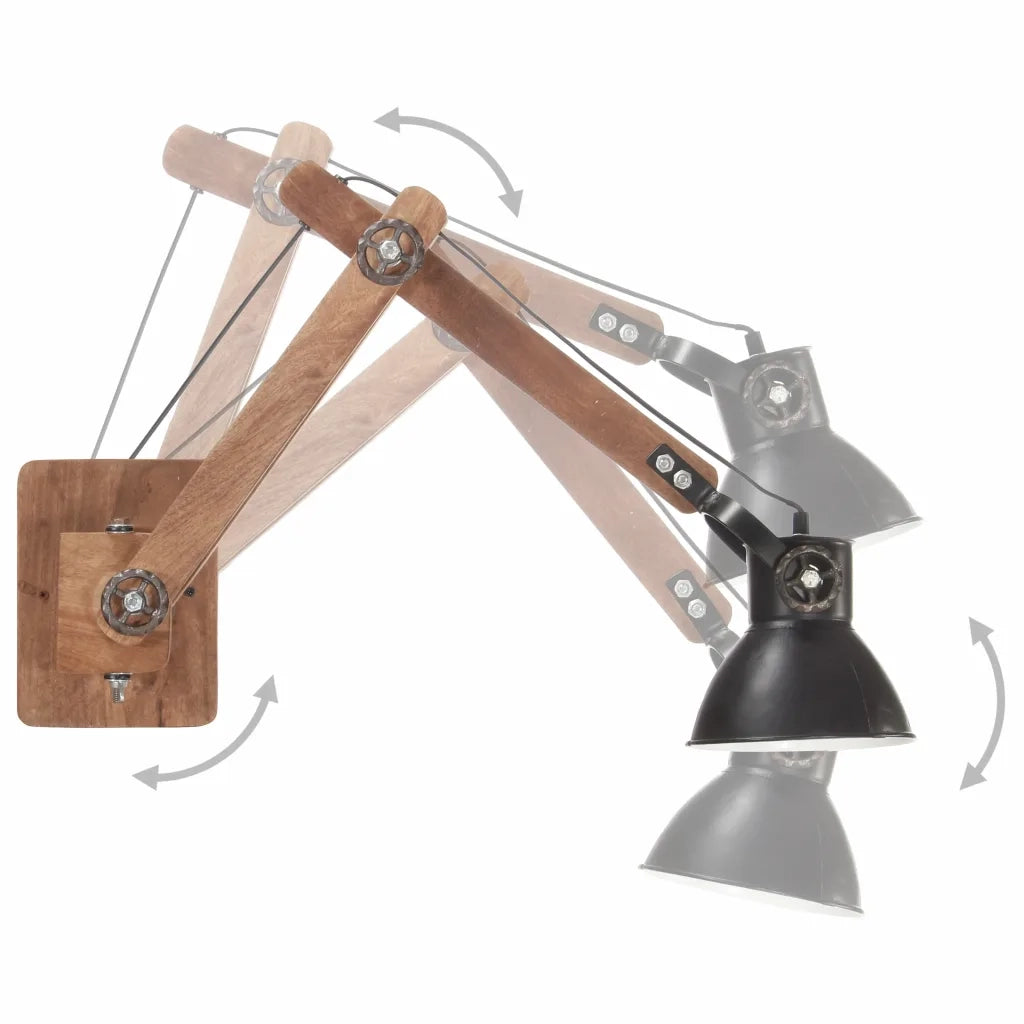 Lampada da Parete Stile Industriale Nera Rotonda E27 320577