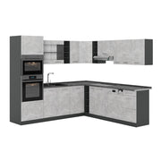 Cucina angolare completa R-Line Calcestruzzo/Antracite 247 x 237 cm senza piano di lavoro Vicco