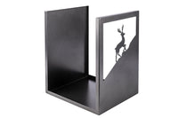 Porta Legna Sagomato Cervo 40,5x35,5x50 cm in Ferro Verniciato Grigio Martellato