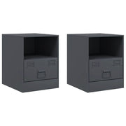 Set di 2 Comodini | Armadio da Notte | Mobiletto da notte Antracite 34,5x39x44 cm in Acciaio
