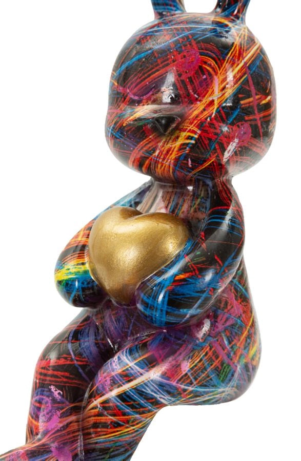 Decorazione Coniglietto Psyco 8x10x23 cm in Resina Multicolor