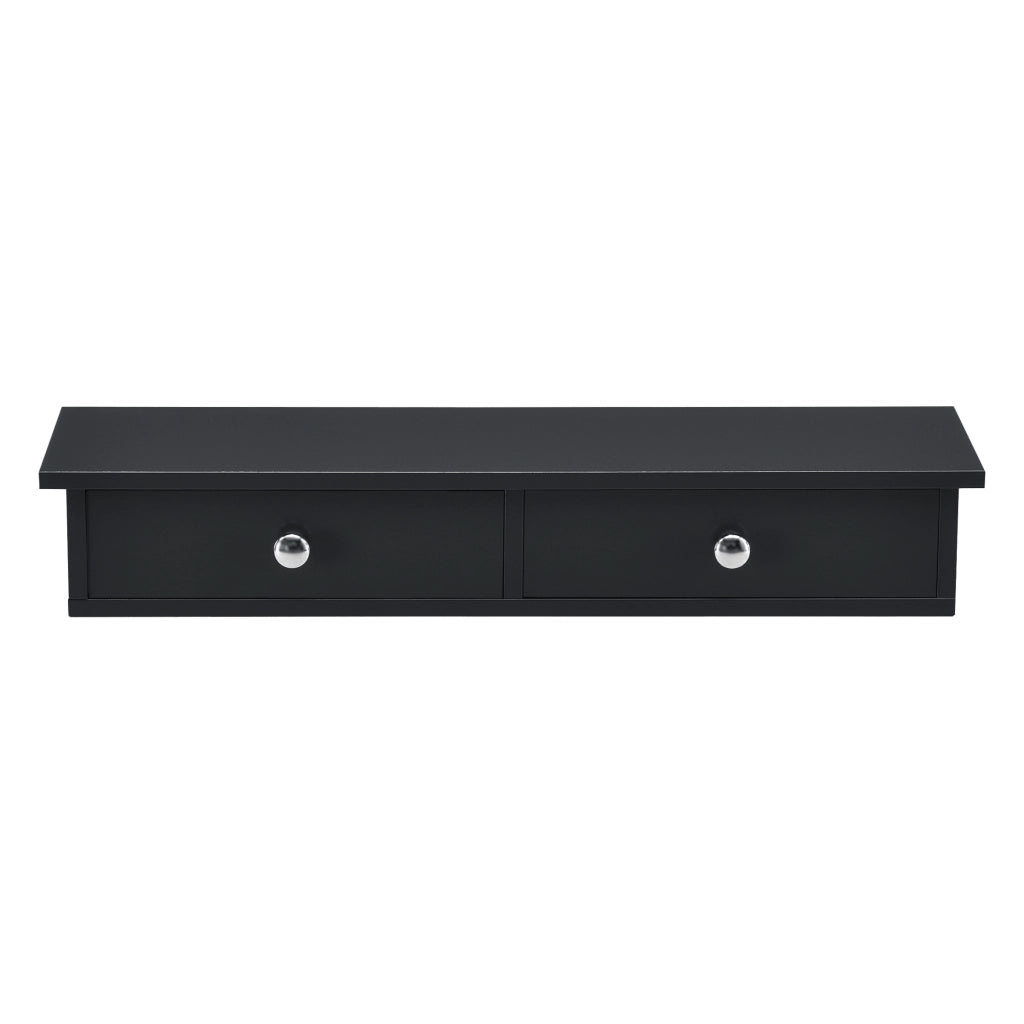 Mensola da Parete Geeste Comodino Sospeso con 2 Cassetti 60 x 15 x 10 cm - Nero [en.casa]