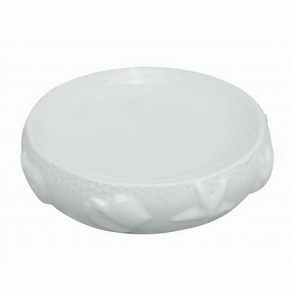 Trade Shop - Piatto Piattino Porta Sapone Arredo Per Bagno Bianca Decorata Stile Marino 79283 -