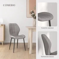 Set di 4 Sedie da Pranzo Moderne per Cucina e Soggiorno con Rivestimento in Flanella, Grigio