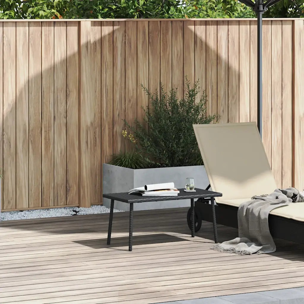 Tavolino da Giardino | Tavolino da esterno Rettangolare Nero 80x40x37 cm Polyrattan