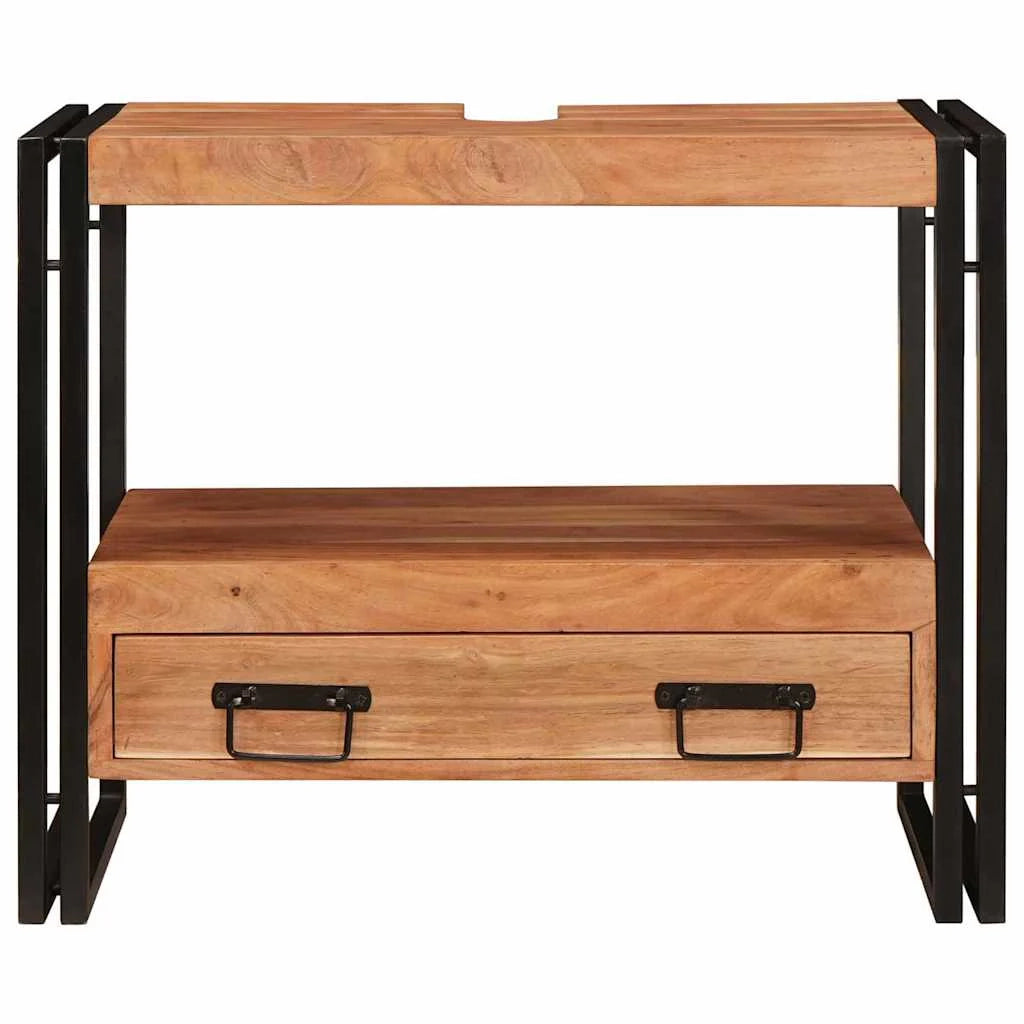 Mobiletto da toeletta moderno con cassetto 71 x 33 x 58 cm pratico ed elegante in ferro marrone 02_0058000