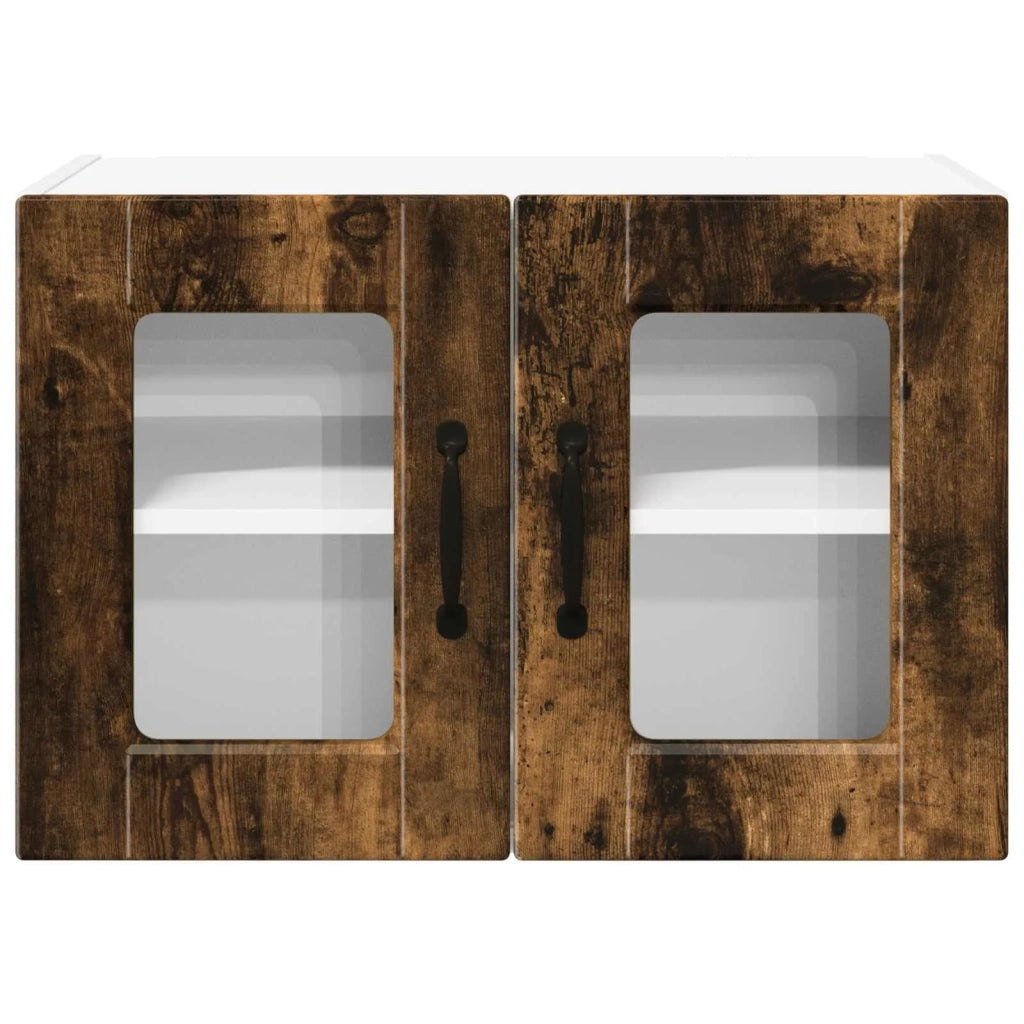 Pensile da cucina | Mobile in vetro da parete PORTO 2 pz Rovere fum¨¦