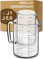 Misuratori con Versaflusso - 1L & 500ml - Resistente al Calore & Resistente al Magnetron - Divisione Scala Precisa - Ideale per Cotture, Cucina e Mescolare Transparente