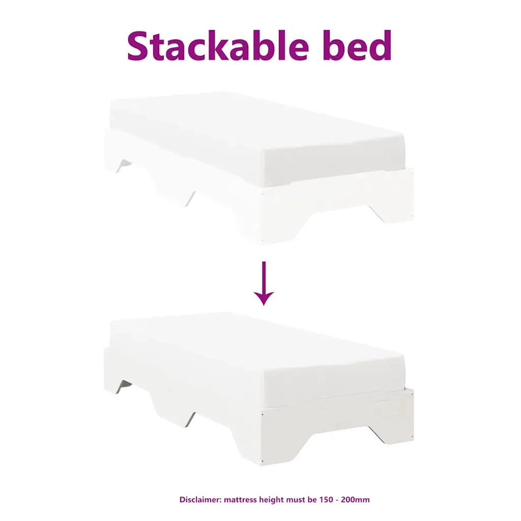 Giroletto senza Materasso Impilabile Bianco 75x190 cm Legno 859212