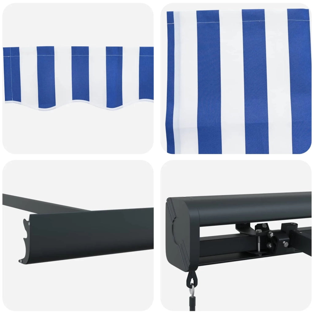 Tenda Retrattile Blu e Bianco 400 × 300 cm Tela e Alluminio 3420196