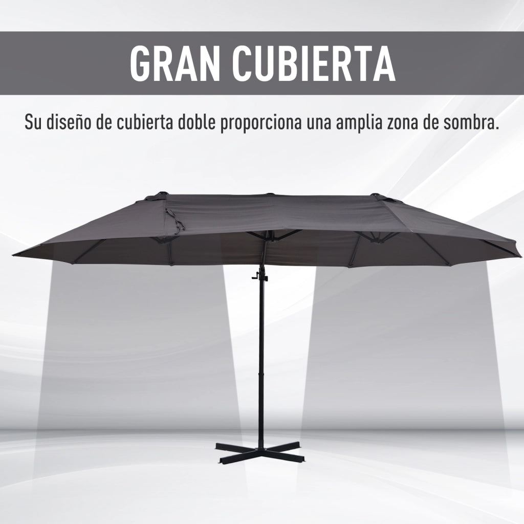 Parasole Grande Inclinabile con Manovella ¨C zephmum ¨C Grigio 270x445x260 cm