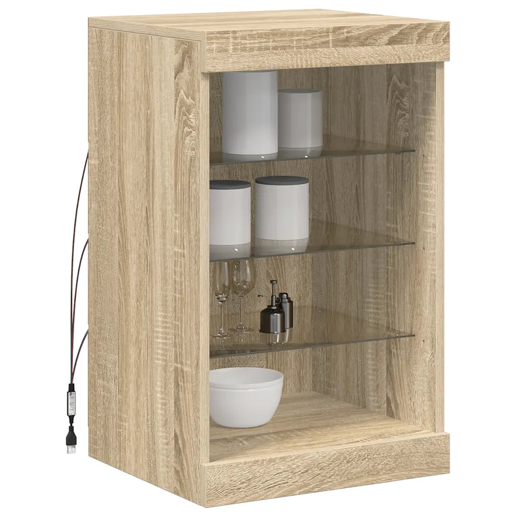Credenza con Luci LED-Buffet-Armadio da cucina Rovere Sonoma 41x37x67 cm 626079