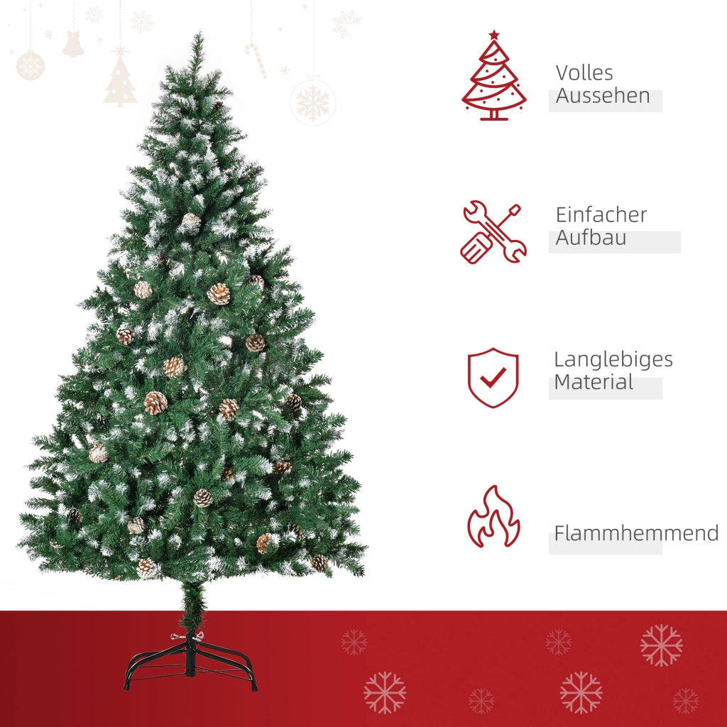 Albero di Natale Artificiale 180 cm ¨C zephmum ¨C Pino con 59 Pigne, Effetto Neve, 1111 Punte per Interni
