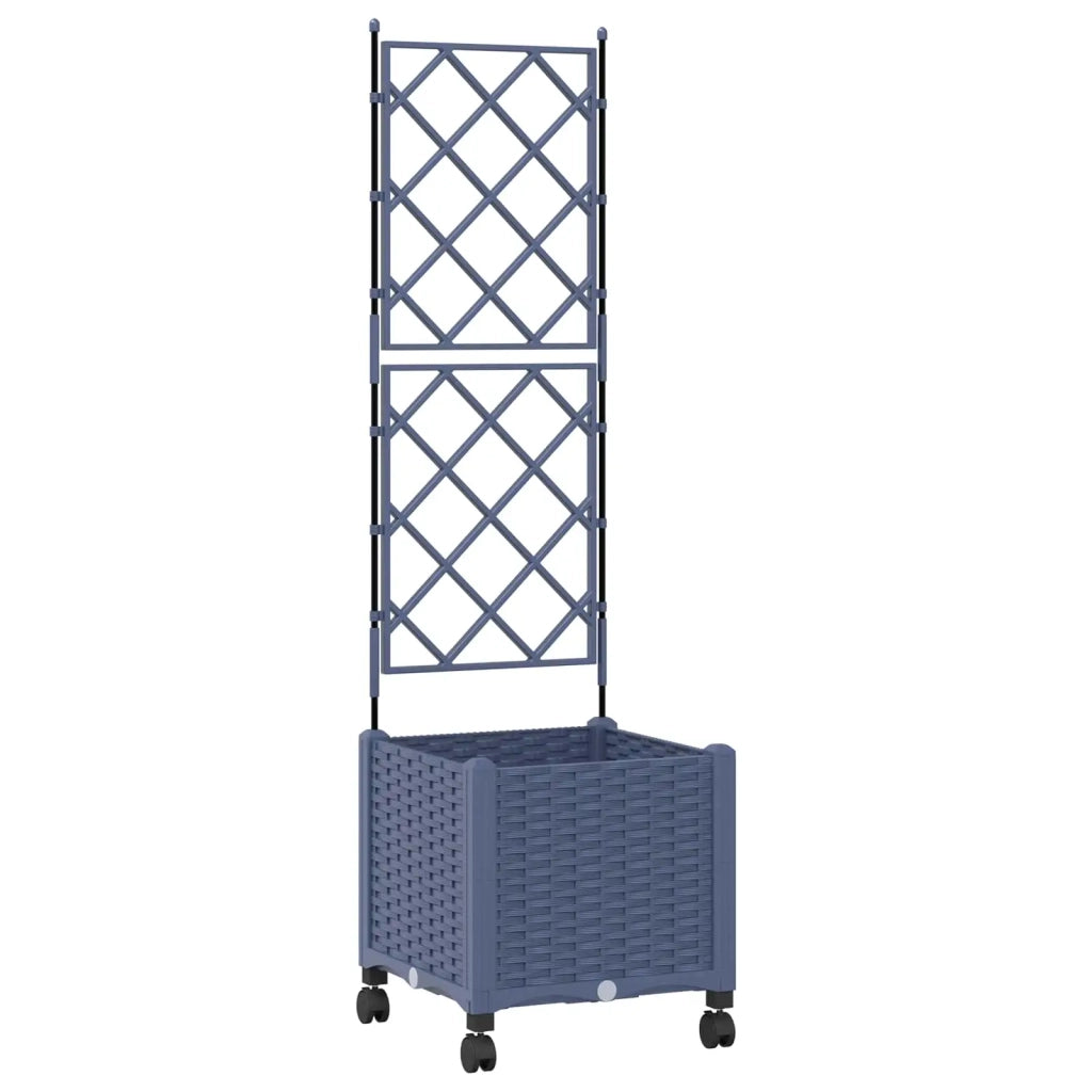Vaso da giardino con grigliato e ruote Grigio 40 x 40 x 149 cm 3422941