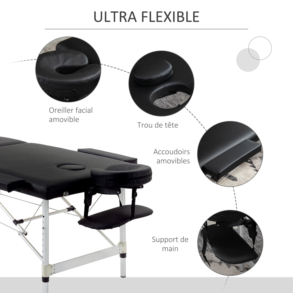Tavolo da massaggio pieghevole portatile ¨C zephmum ¨C nero 90x210 cm