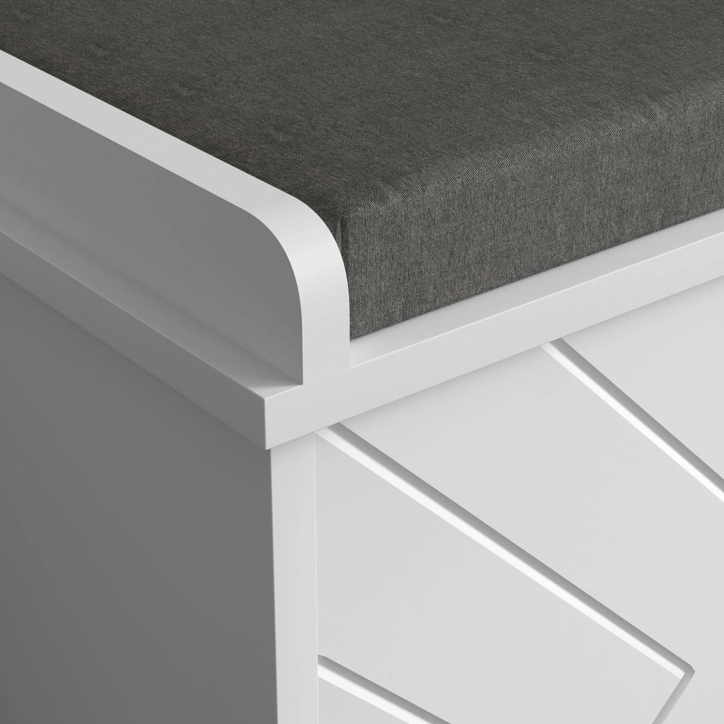 Panca Scarpiera Salvaspazio ¨C Xylo ¨C Bianco con Cuscino e Cassetto, 80x26x44.5 cm