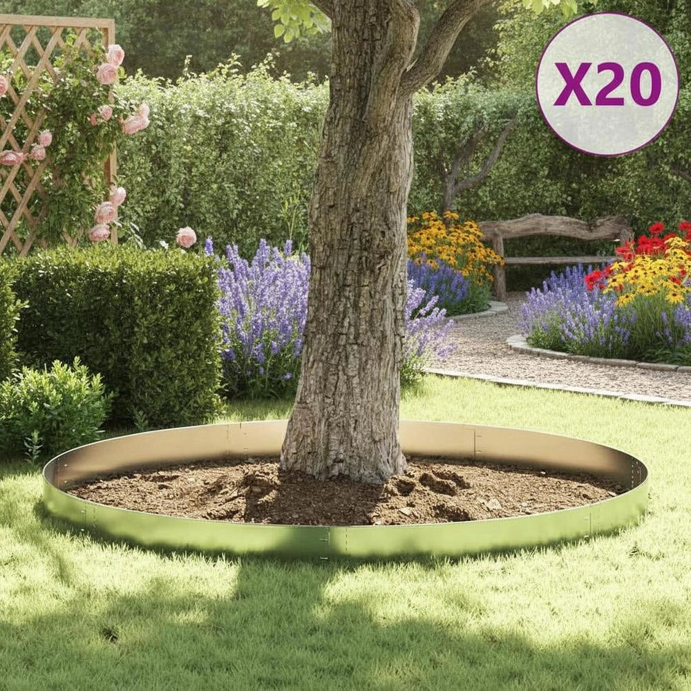 Flexible Lawn Edging, Set Of 20, Galvanized Steel, 100x14 Cm