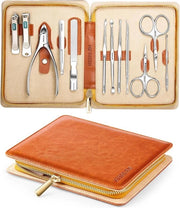 Kit per manicure - Kit per manicure con forbici da unghie in acciaio inossidabile, taglierino professionale per manicure e pedicure, kit di cura per unghie in pelle di cuoio.