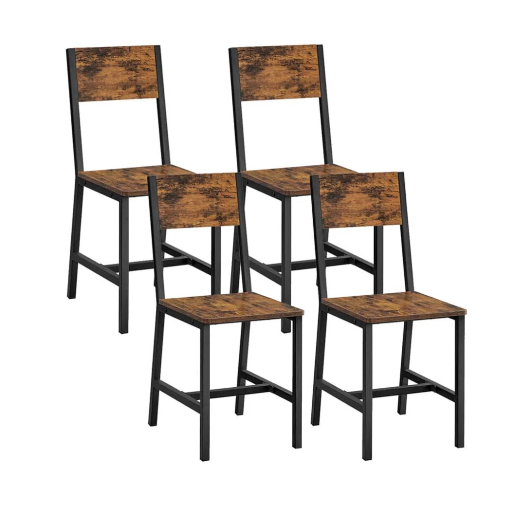 Set di 2 sedie da pranzo struttura in acciaio stile industriale soggiorno/cucina marrone rustico e nero 12_0004935