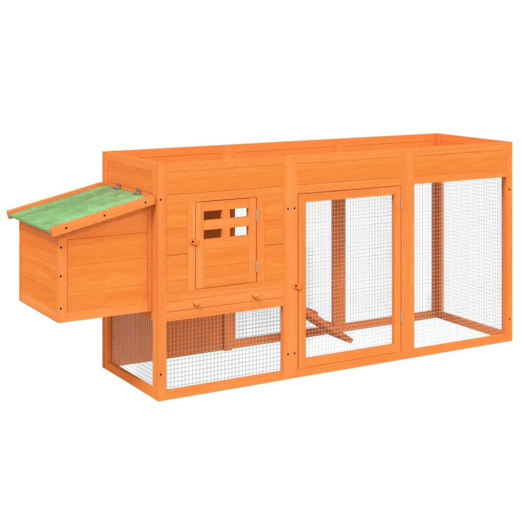 Pollaio Marrone 204x50x84 cm in Legno Massello di Pinocod mxl 70309