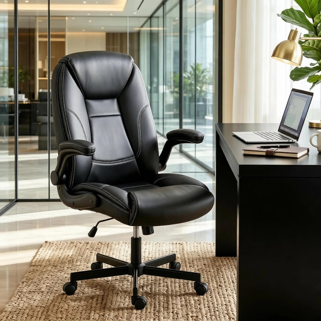 SEDIA UFFICIO ergonomica reclinabile 69,5x77x106-116 cm PU nero, braccioli ribaltabili