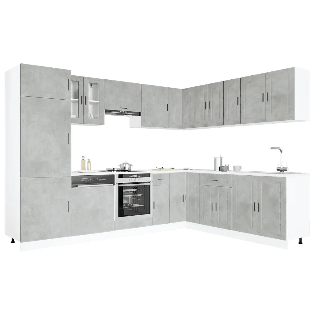 Set Mobili da Cucina 14 pz Porto Grigio Cemento in Truciolato