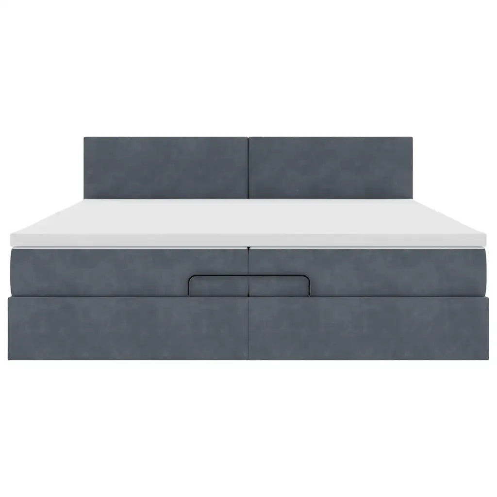 Struttura Letto Pouf con Materasso 200x200 cm in Velluto