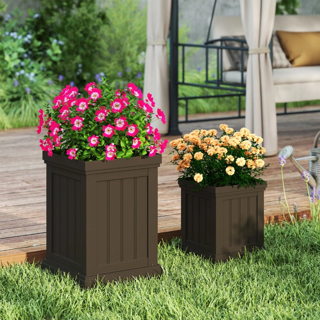 Set di vasi quadrati in plastica con fori di drenaggio e design nesting, Contenitori decorativi per piante per veranda grande da 48 cm -Fioriere