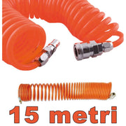 Trade Shop - Tubo Aria Compressa Flessibile Per Compressore 15 Metri Raccordo Spirale -