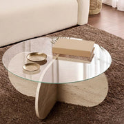 Cugnoli, Tavolino da Salotto Forma Rotondo, 75x75x35h cm Bianco Marmo