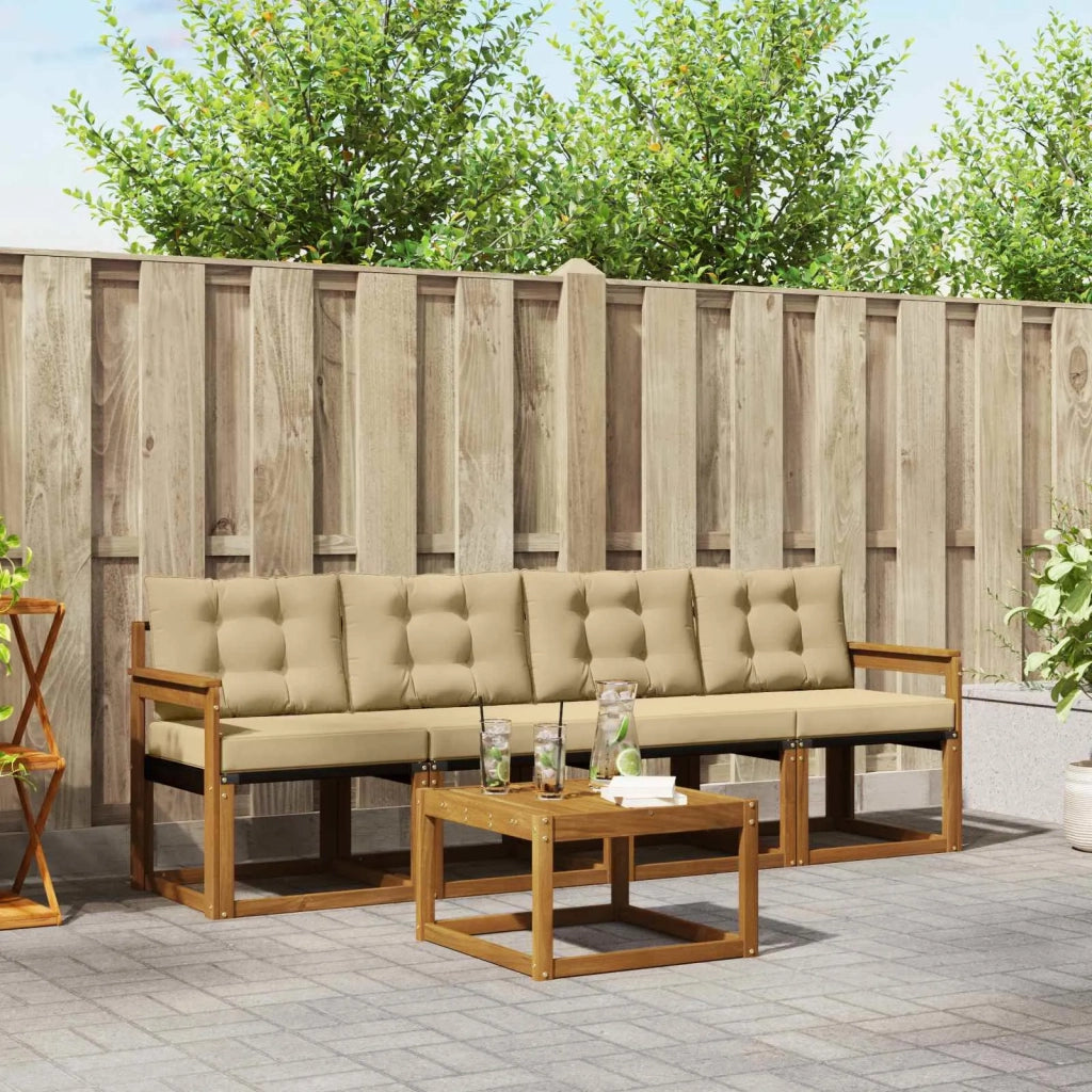 Set di divani da esterno con cuscino 5 pcs Naturale e Beige 3368372