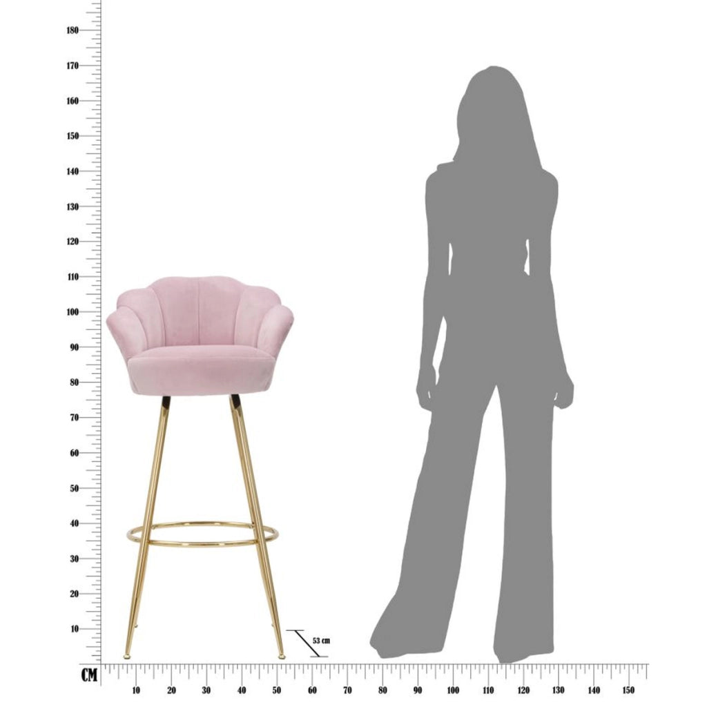 Sgabello da bar Vienna rosa e gold in velluto – H 110 cm
