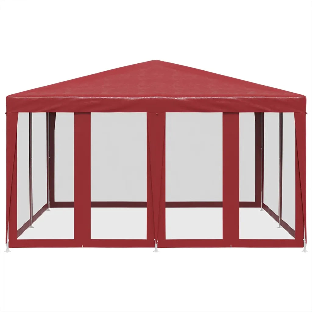 Tenda per Feste con 8 Pareti Laterali in Rete-Tenda Gazebo Rossa 4x4 m HDPE