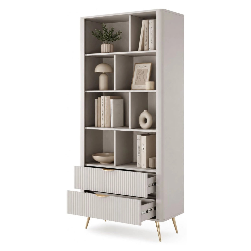 Biblioteca Kabavasi, Libreria 2 Cassetti, 88x38x194h cm Beige
