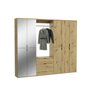 Armadio con 10 porte con specchi + guardaroba + 2 cassetti – Rovere chiaro – BODITE