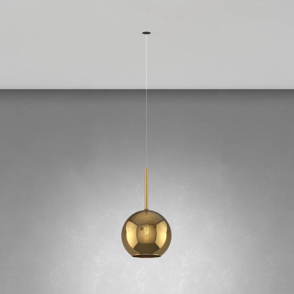 Sospensione Incasso Contemporanea Future Metallo Nero Vetro Oro 1 Luce E27