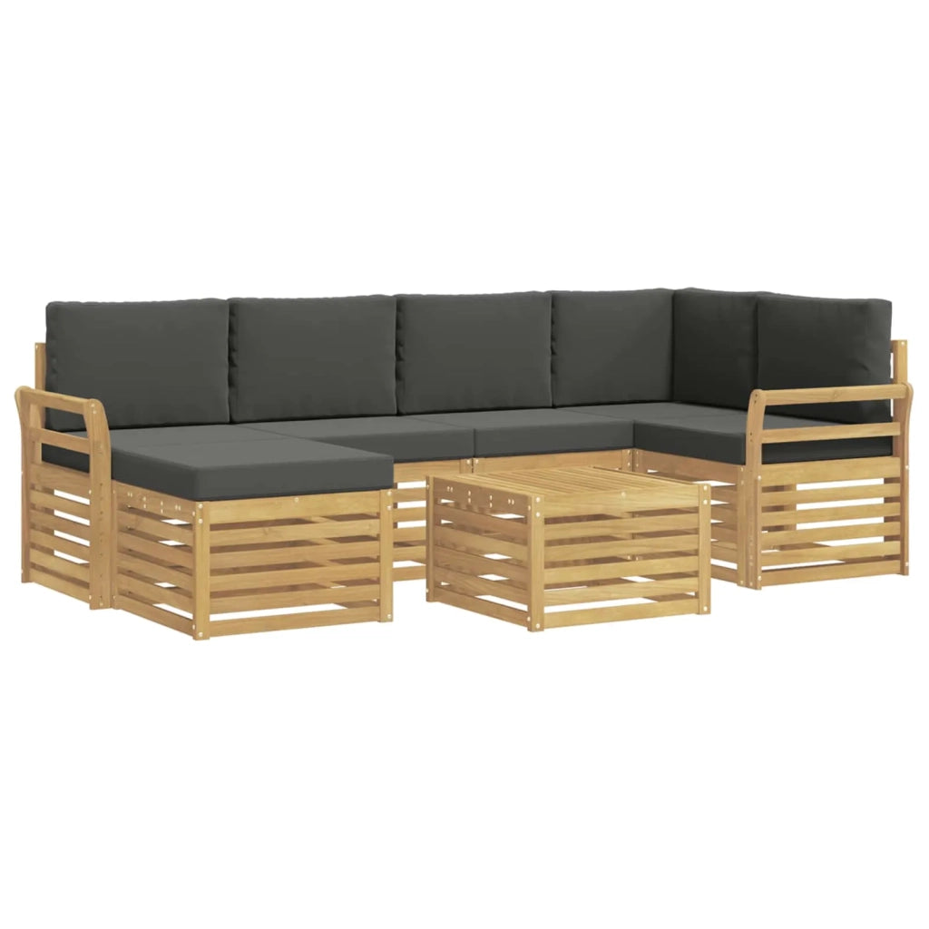 Set di divani da esterno 7 pcs Bianco e Antracite Poliestere 3392157