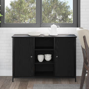 Credenza Rovere Nero 100x35x70 cm Legno Ingegnerizzato e Acciaio