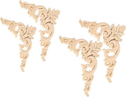 Set di applicazioni per mobili a 4 pezzi: decorazioni in legno scolpito per onlay per mobili in legno non verniciato DIY