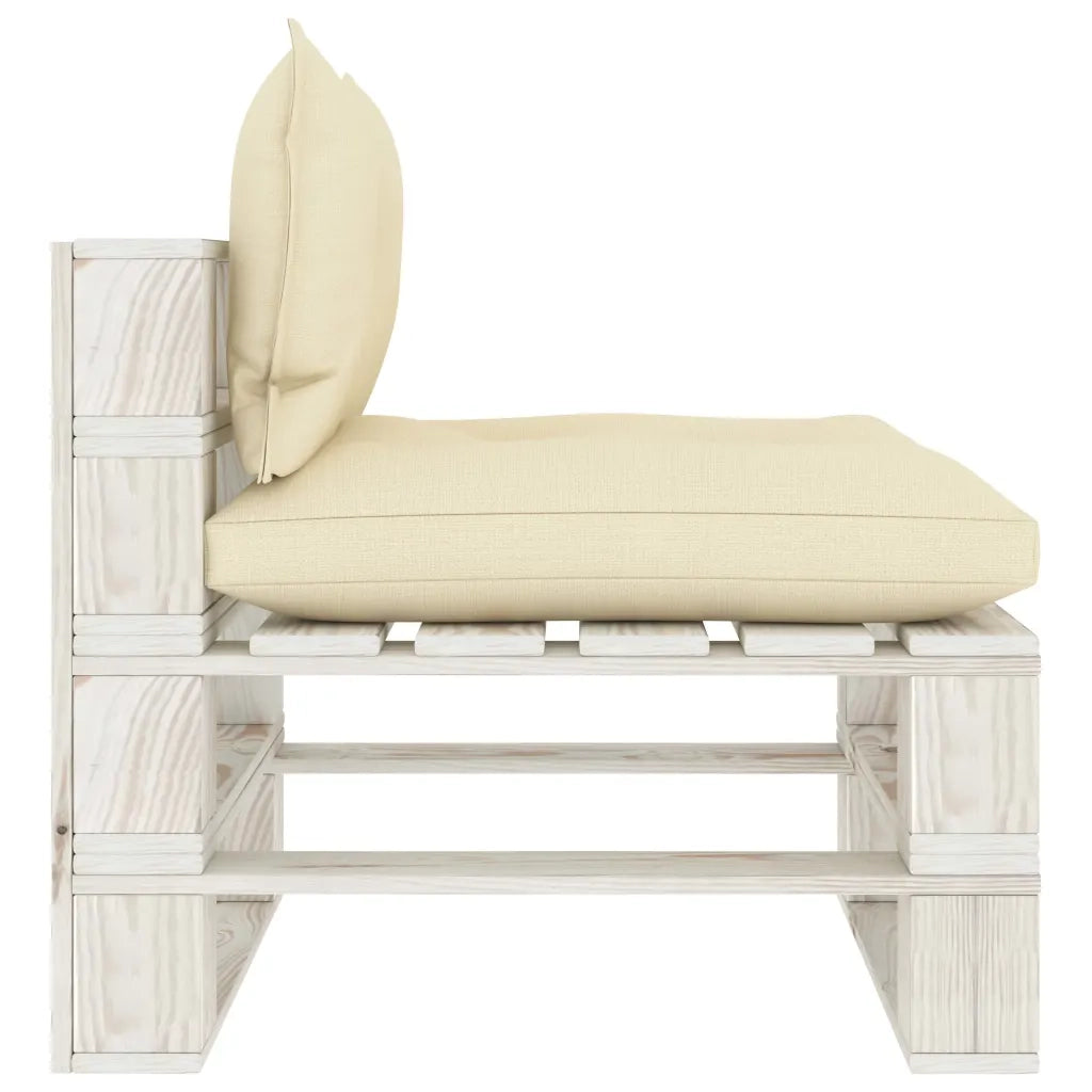 Divano da Giardino in Pallet con Cuscini Crema in Legno cod mxl 72105